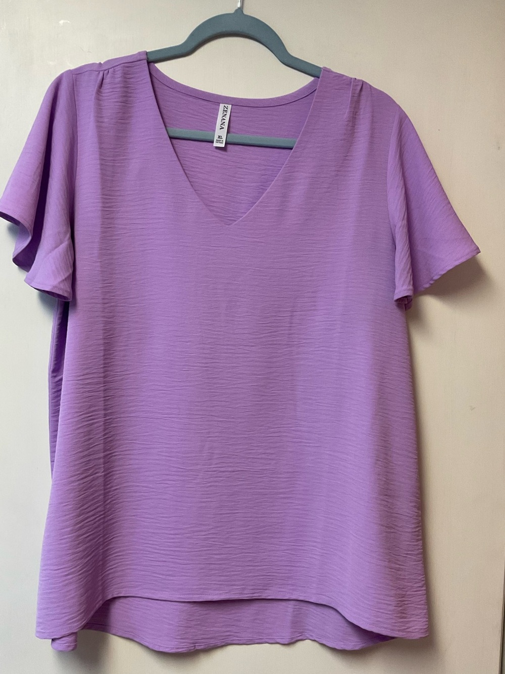 Lavender V-Neck Short Sleeve Blouse
